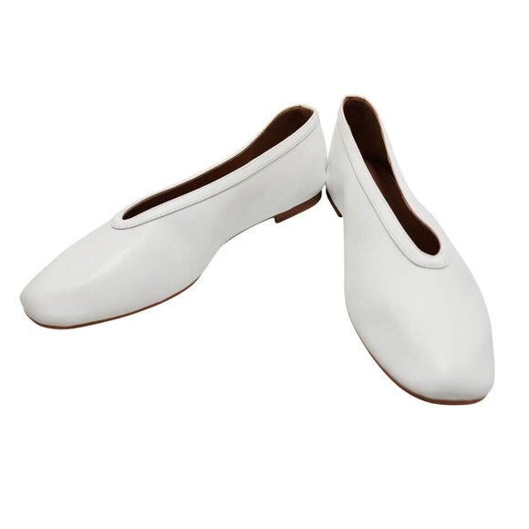 White Leather Womens Flats Shoes Size 10.5 - Picture 5 of 11